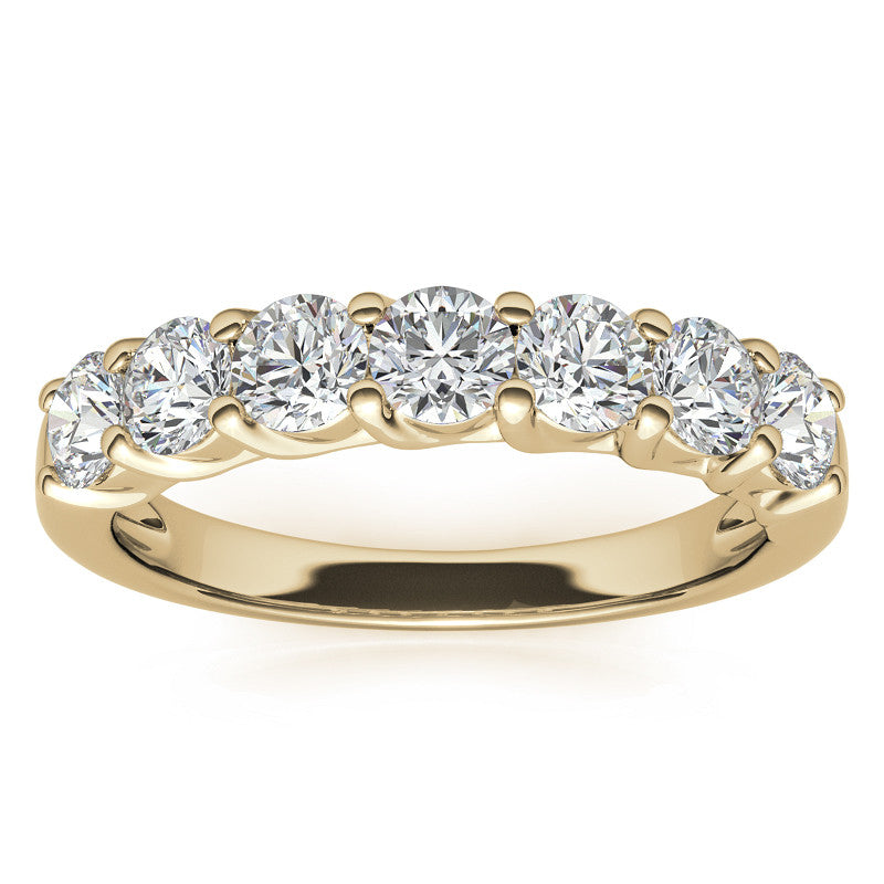7-Stone Moissanite Shared-Prong Trellis Ring 3.5mm 0.75ct