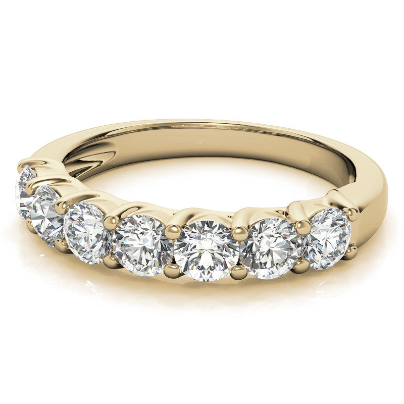 7-Stone Moissanite Shared-Prong Trellis Ring 3.5mm 0.75ct