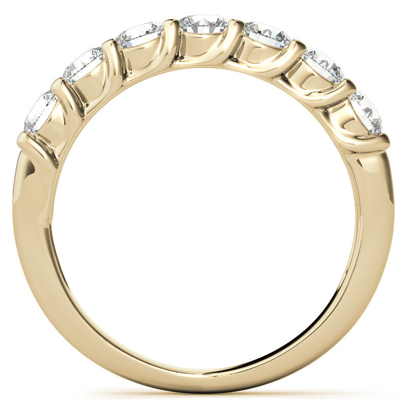 7-Stone Moissanite Shared-Prong Trellis Ring 3.5mm 0.75ct