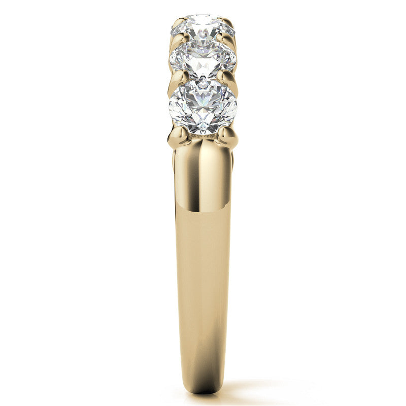 7-Stone Moissanite Shared-Prong Trellis Ring 3.5mm 0.75ct