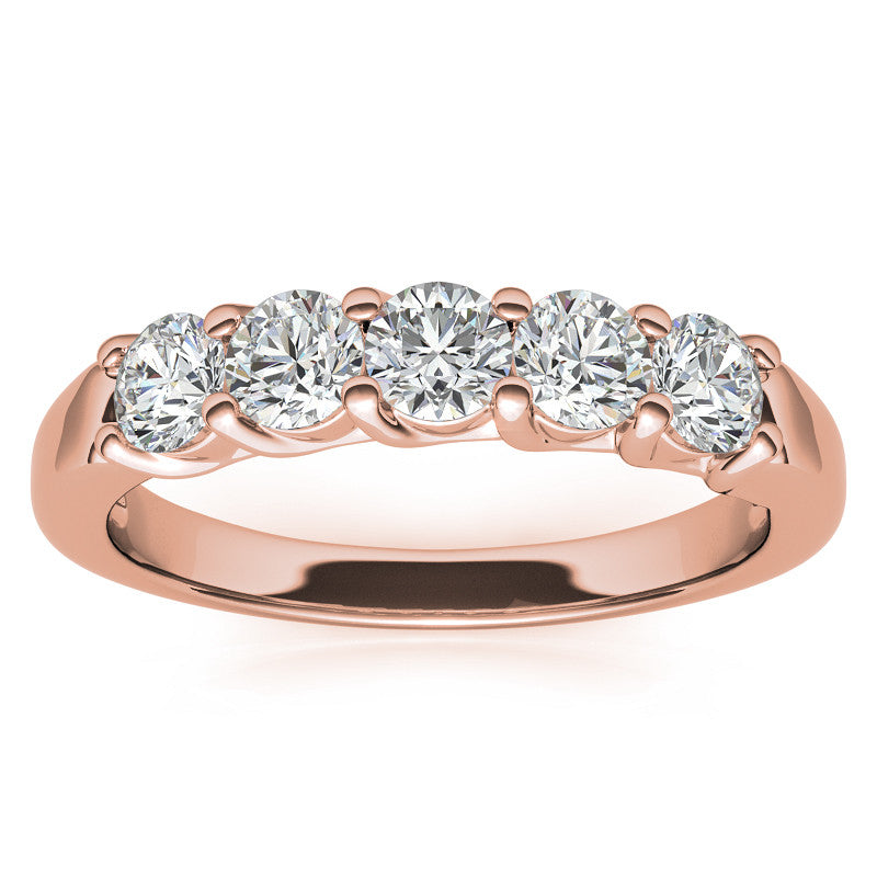 5-Stone Moissanite Shared-Prong Trellis Ring 3.5mm 0.75ct