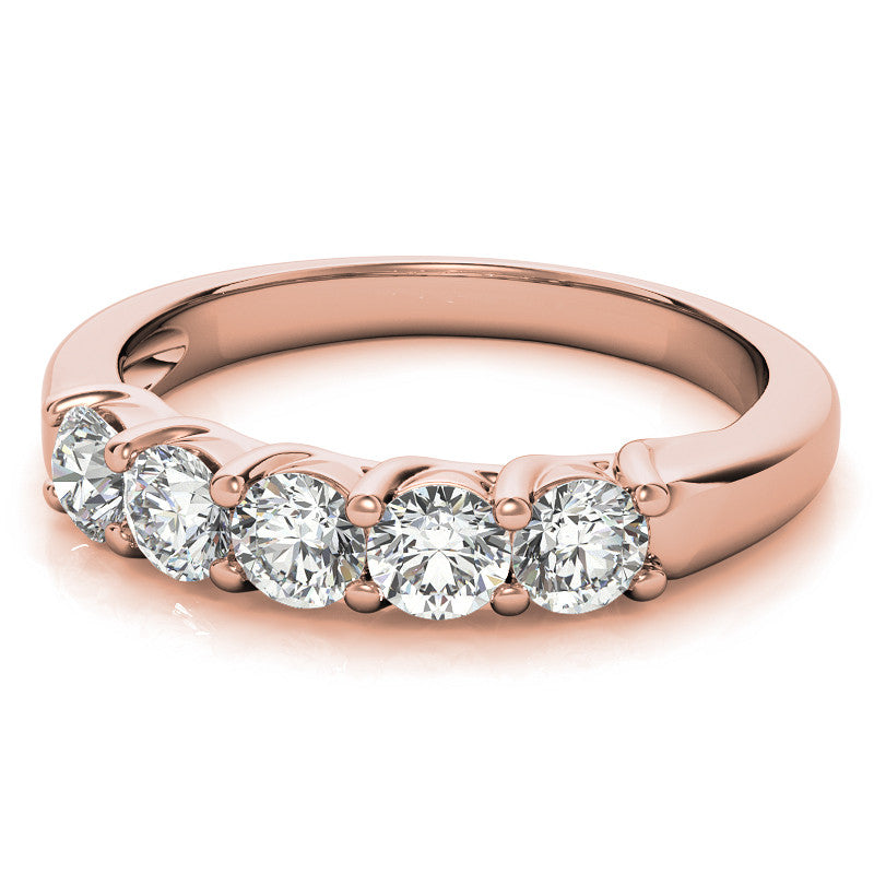 5-Stone Moissanite Shared-Prong Trellis Ring 3.5mm 0.75ct