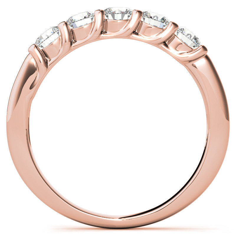 5-Stone Moissanite Shared-Prong Trellis Ring 3.5mm 0.75ct