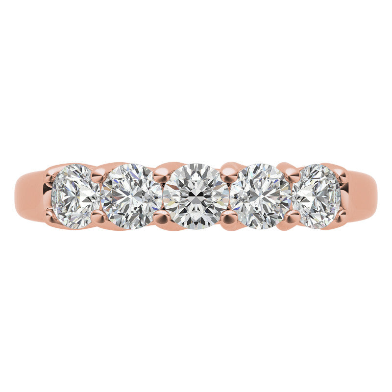 5-Stone Moissanite Shared-Prong Trellis Ring 3.5mm 0.75ct