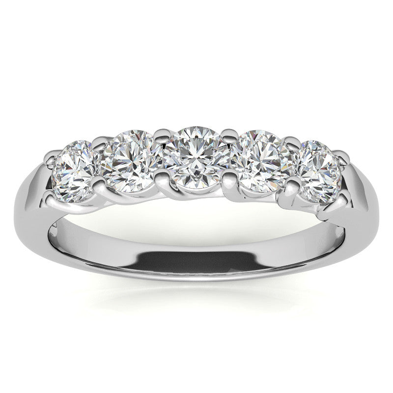 5-Stone Moissanite Shared-Prong Trellis Ring 3.5mm 0.75ct