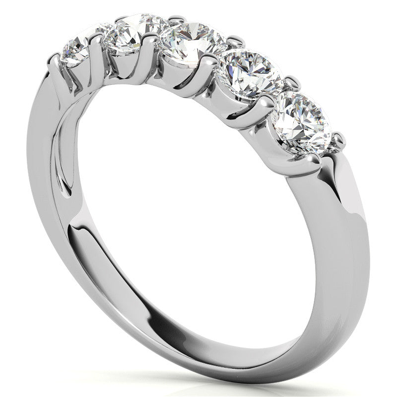 5-Stone Moissanite Shared-Prong Trellis Ring 3.5mm 0.75ct