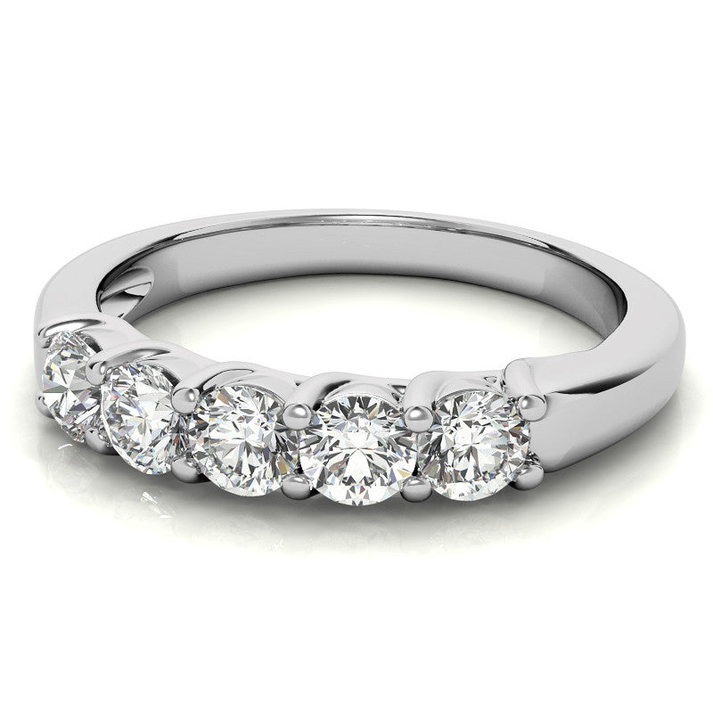 5-Stone Moissanite Shared-Prong Trellis Ring 3.5mm 0.75ct