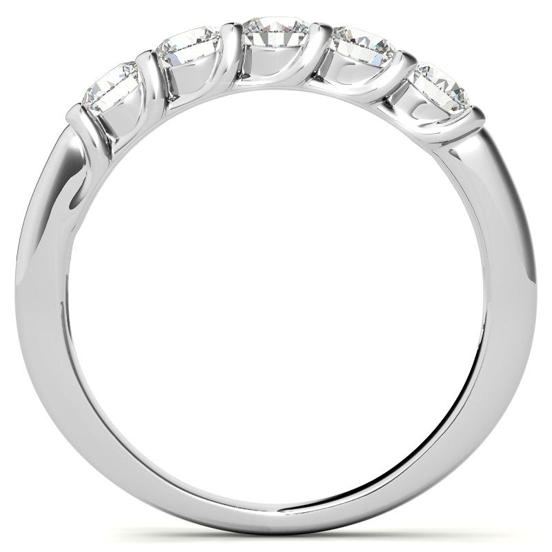 5-Stone Moissanite Shared-Prong Trellis Ring 3.5mm 0.75ct