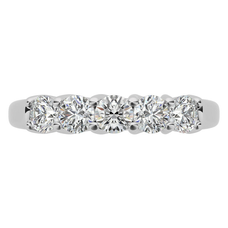 5-Stone Moissanite Shared-Prong Trellis Ring 3.5mm 0.75ct