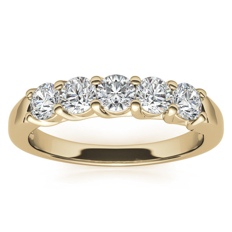 5-Stone Moissanite Shared-Prong Trellis Ring 3.5mm 0.75ct