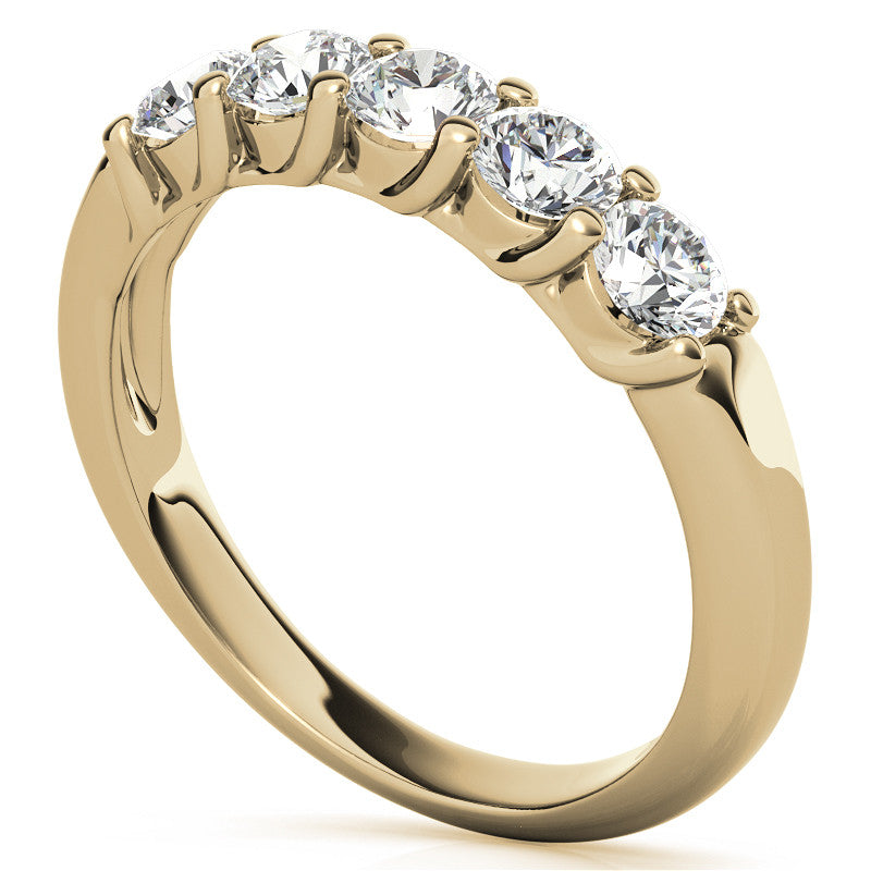 5-Stone Moissanite Shared-Prong Trellis Ring 3.5mm 0.75ct