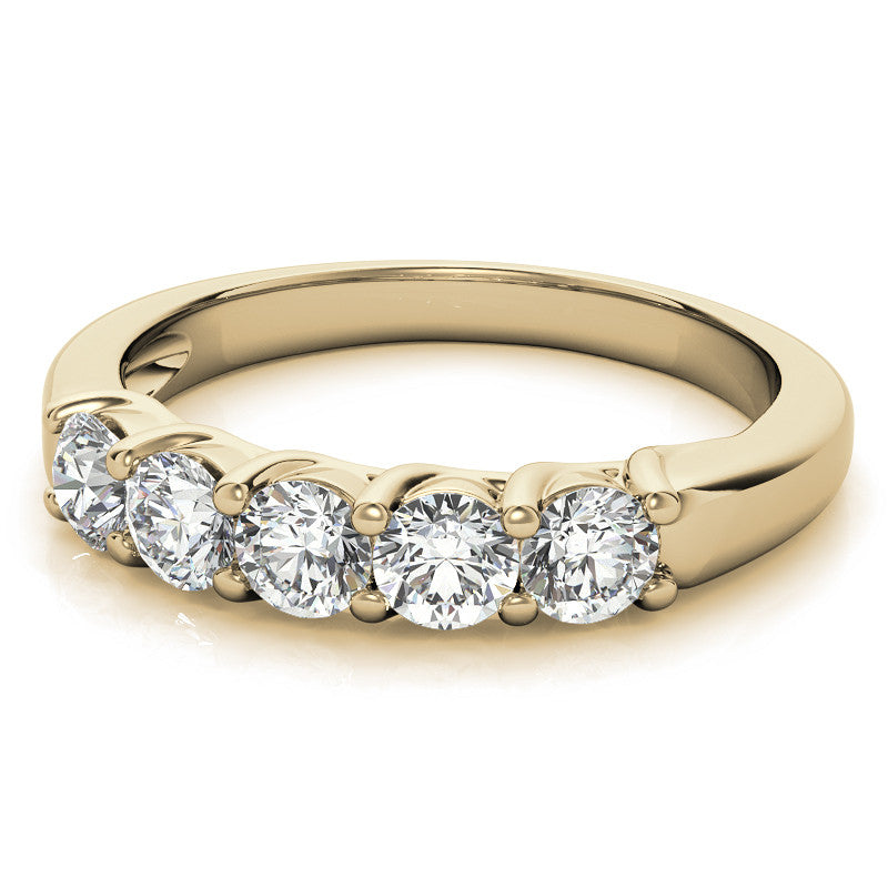 5-Stone Moissanite Shared-Prong Trellis Ring 3.5mm 0.75ct