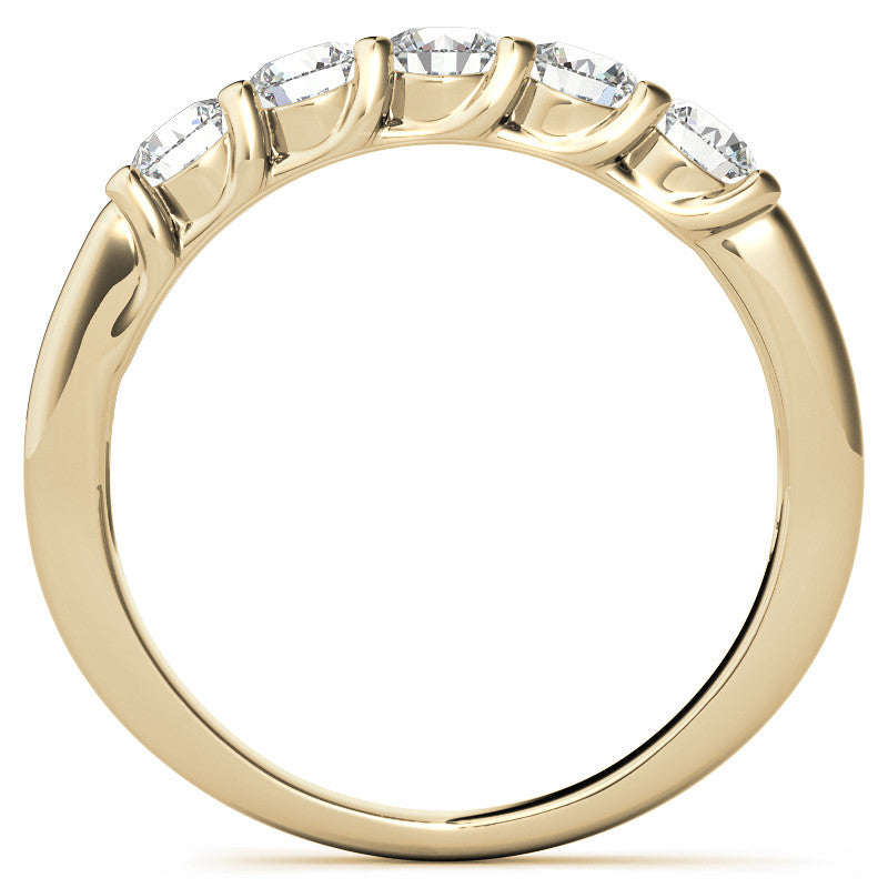 5-Stone Moissanite Shared-Prong Trellis Ring 3.5mm 0.75ct