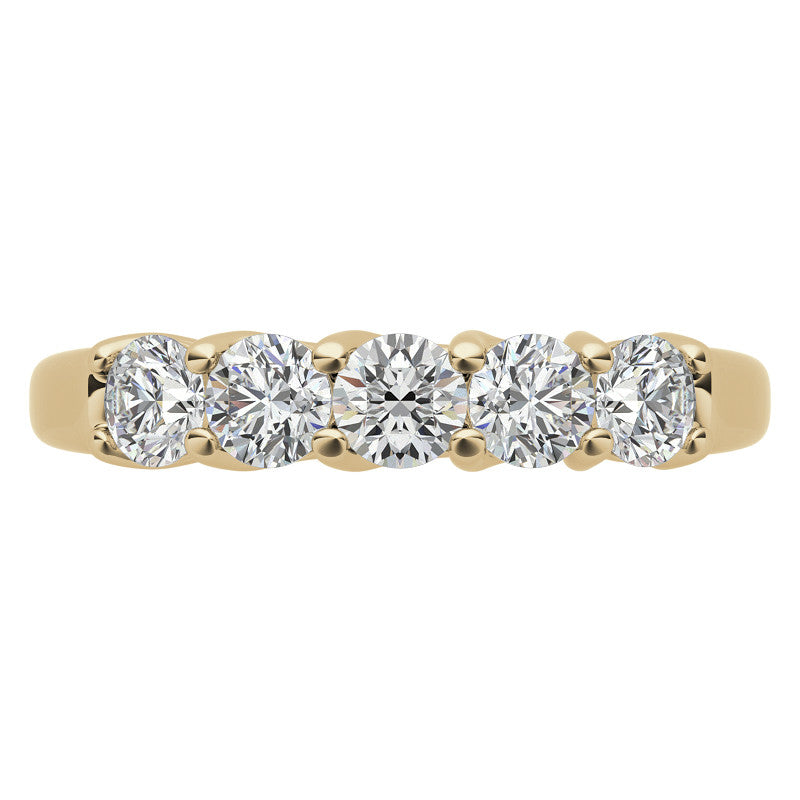 5-Stone Moissanite Shared-Prong Trellis Ring 3.5mm 0.75ct