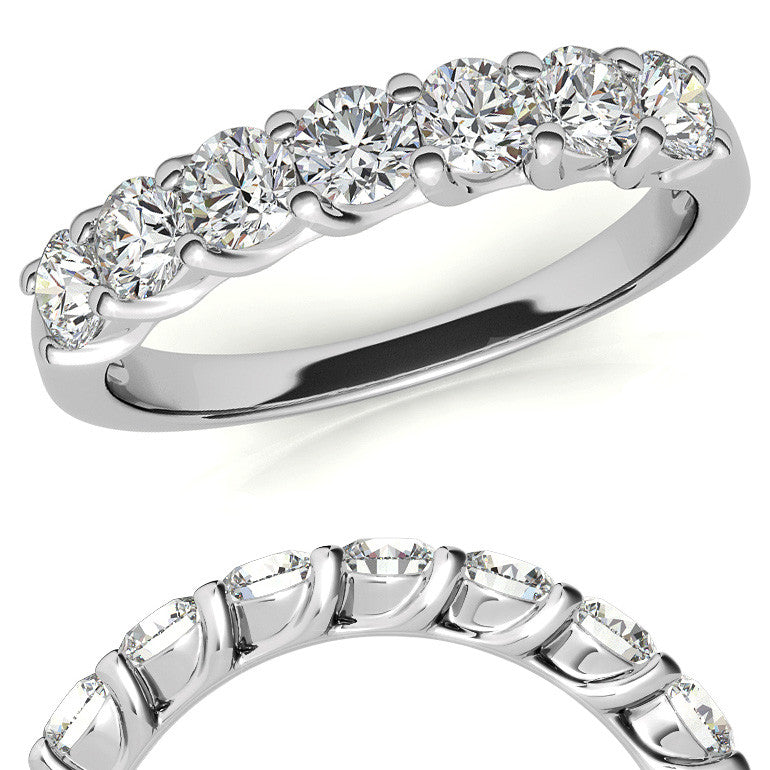 7-Stone Moissanite Shared-Prong Trellis Ring 3mm 0.70ct