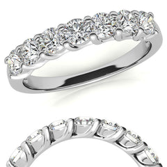 7-Stone Moissanite Shared-Prong Trellis Ring 3mm 0.70ct