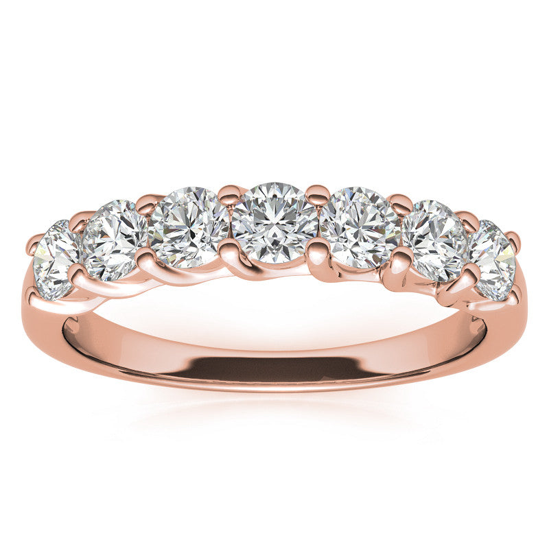 7-Stone Moissanite Shared-Prong Trellis Ring 3mm 0.70ct