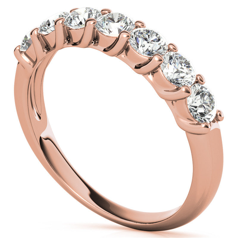7-Stone Moissanite Shared-Prong Trellis Ring 3mm 0.70ct