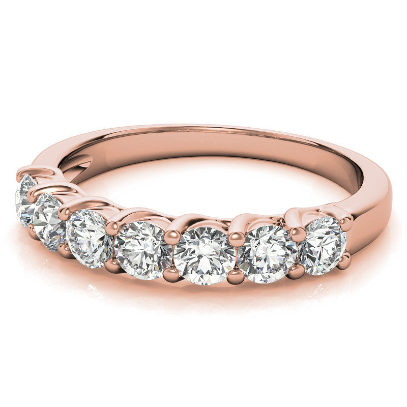 7-Stone Moissanite Shared-Prong Trellis Ring 3mm 0.70ct