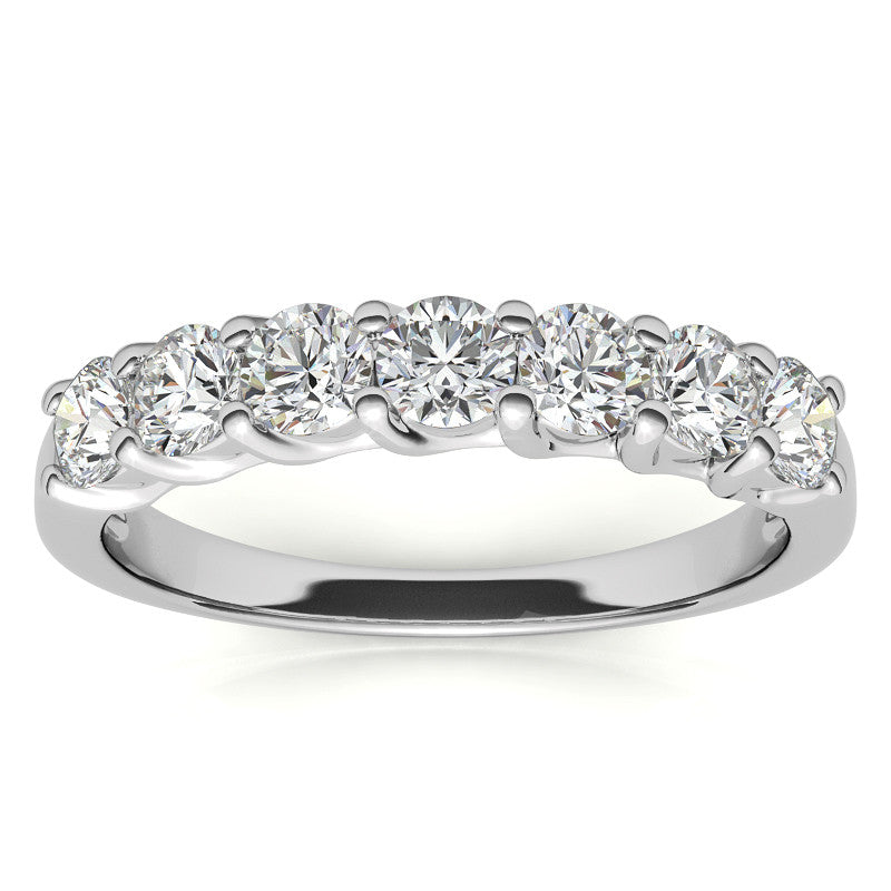 7-Stone Moissanite Shared-Prong Trellis Ring 3mm 0.70ct