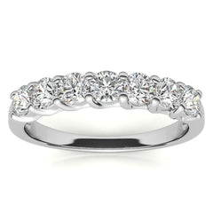 7-Stone Moissanite Shared-Prong Trellis Ring 3mm 0.70ct
