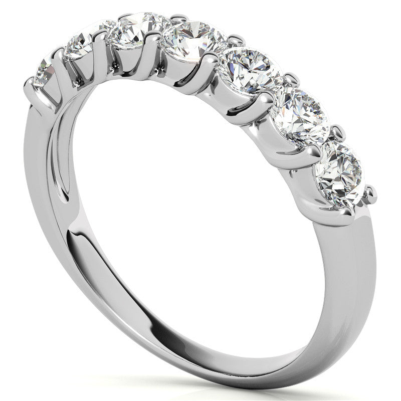 7-Stone Moissanite Shared-Prong Trellis Ring 3mm 0.70ct
