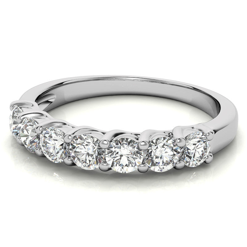 7-Stone Moissanite Shared-Prong Trellis Ring 3mm 0.70ct