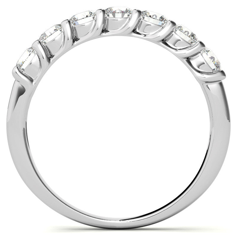 7-Stone Moissanite Shared-Prong Trellis Ring 3mm 0.70ct