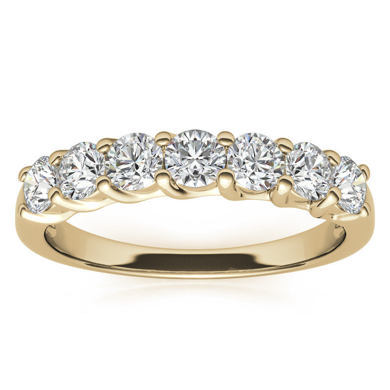 7-Stone Moissanite Shared-Prong Trellis Ring 3mm 0.70ct