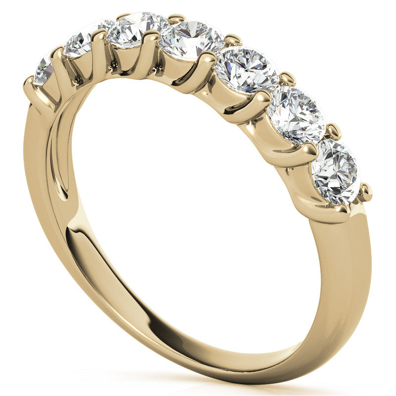 7-Stone Moissanite Shared-Prong Trellis Ring 3mm 0.70ct
