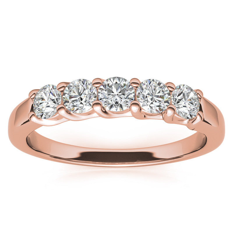5-Stone Moissanite Shared-Prong Trellis Ring 3mm 0.50ct