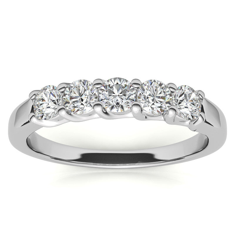 5-Stone Moissanite Shared-Prong Trellis Ring 3mm 0.50ct