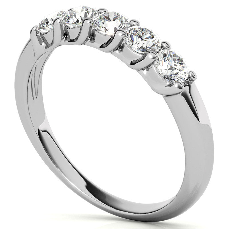5-Stone Moissanite Shared-Prong Trellis Ring 3mm 0.50ct