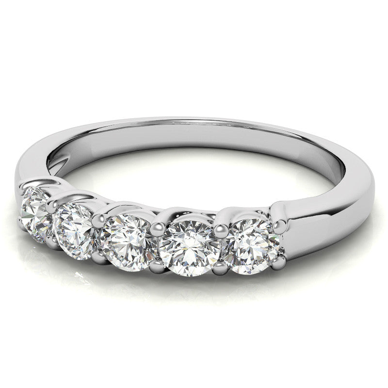 5-Stone Moissanite Shared-Prong Trellis Ring 3mm 0.50ct
