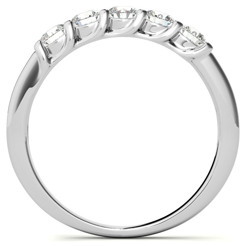 5-Stone Moissanite Shared-Prong Trellis Ring 3mm 0.50ct