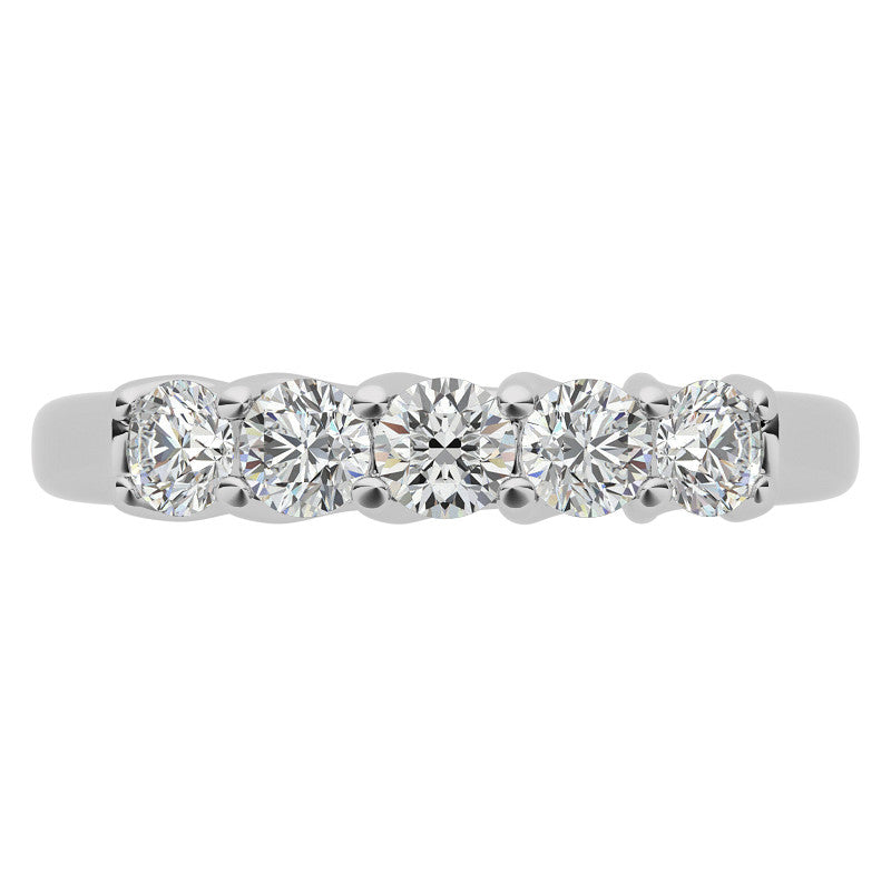 5-Stone Moissanite Shared-Prong Trellis Ring 3mm 0.50ct