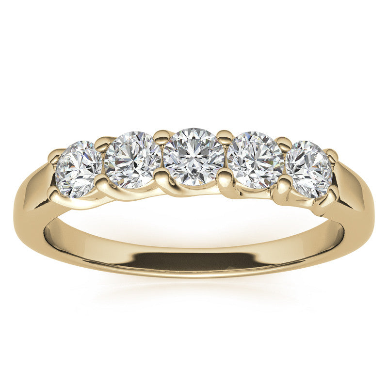 5-Stone Moissanite Shared-Prong Trellis Ring 3mm 0.50ct