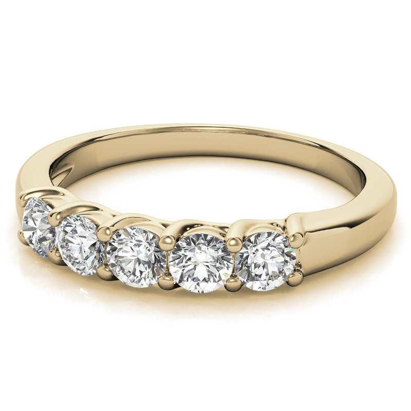 5-Stone Moissanite Shared-Prong Trellis Ring 3mm 0.50ct