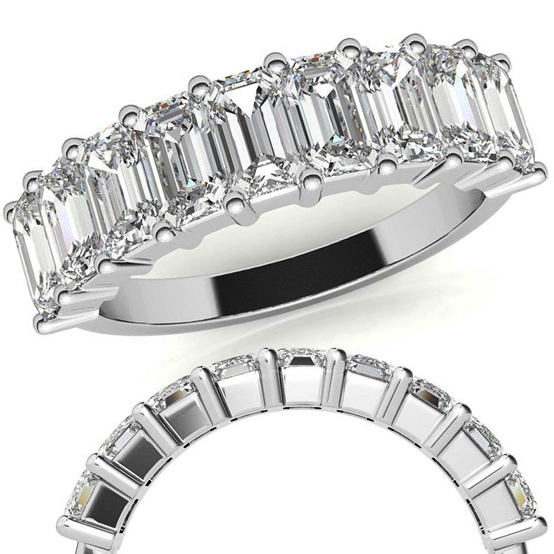 5x3mm Emerald / Radiant Moissanite Anniversary Band