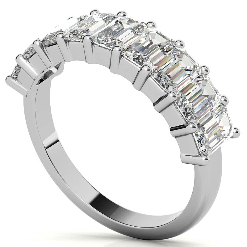5x3mm Emerald / Radiant Moissanite Anniversary Band