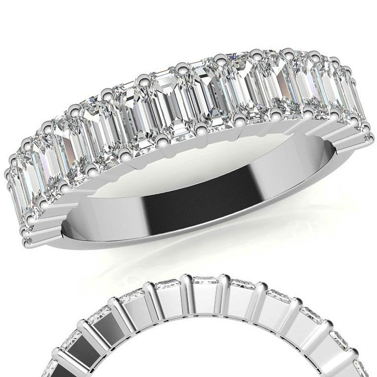 4x2mm Emerald Moissanite Anniversary Band - 1.5tcw