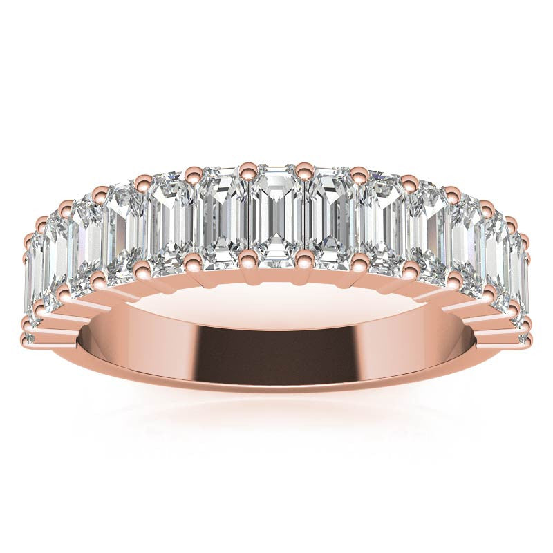 4x2mm Emerald Moissanite Anniversary Band - 1.5tcw