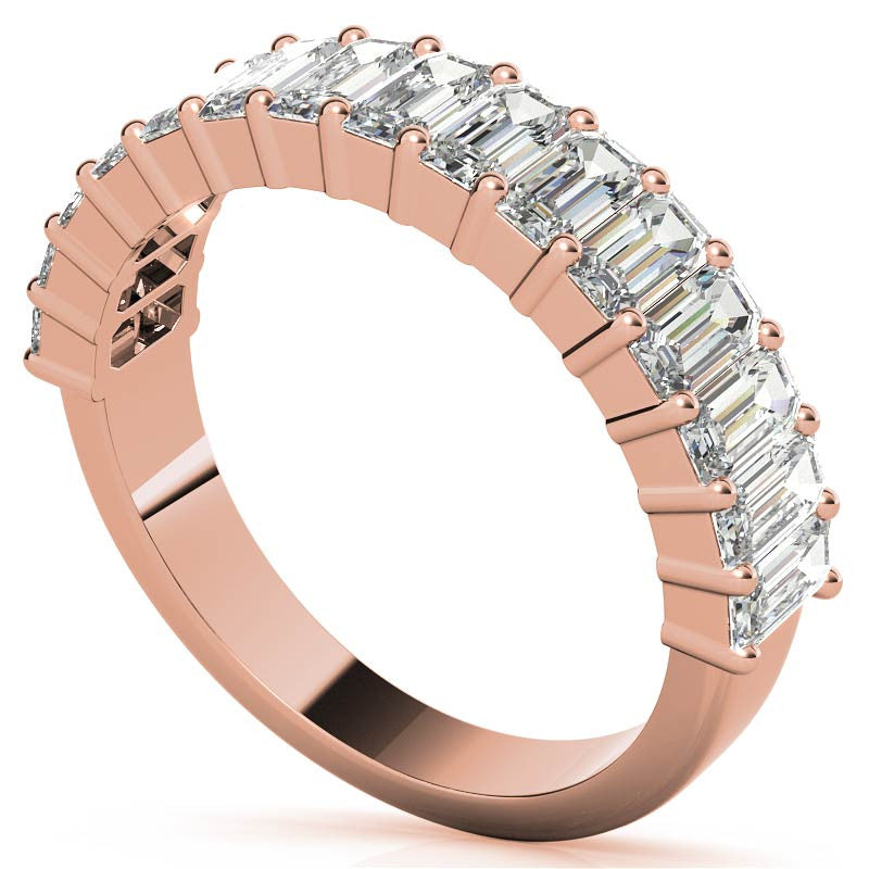4x2mm Emerald Moissanite Anniversary Band - 1.5tcw
