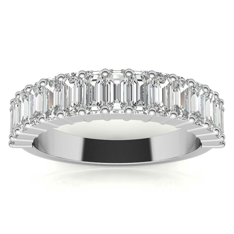 4x2mm Emerald Moissanite Anniversary Band - 1.5tcw