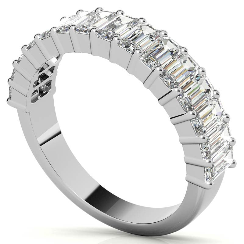 4x2mm Emerald Moissanite Anniversary Band - 1.5tcw