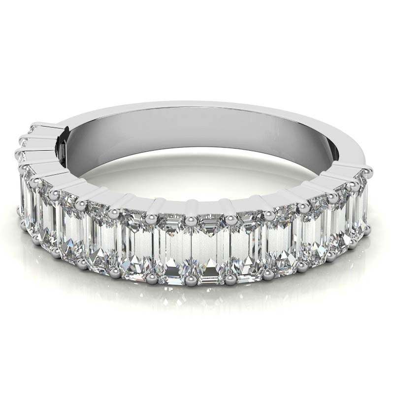 4x2mm Emerald Moissanite Anniversary Band - 1.5tcw