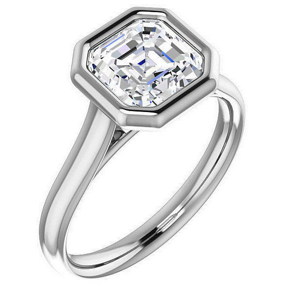 Asscher cut Moissanite Petite Bezel Solitaire