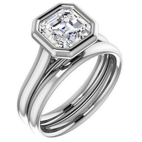 Asscher cut Moissanite Petite Bezel Solitaire