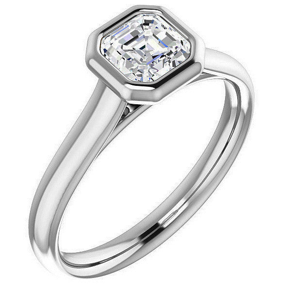 Asscher cut Moissanite Petite Bezel Solitaire