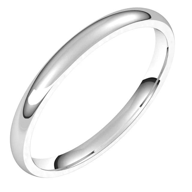 2mm Platinum Comfort Fit Medium Weight Wedding Band